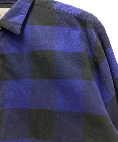 uniform experiment（ユニフォームエクスペリメント）uniform experiment (ユニフォームエクスペリメント) BAGGY REGULAR COLLAR FLANNEL BLOCK CHECK SHIRT ブラック×ブルー サイズ:2の古着・服飾アイテム