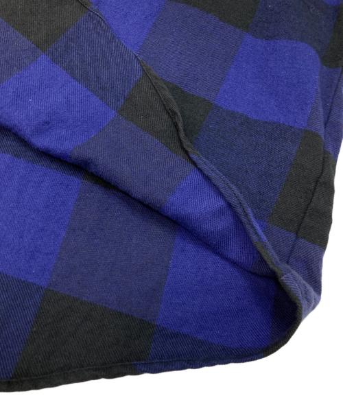 uniform experiment（ユニフォームエクスペリメント）uniform experiment (ユニフォームエクスペリメント) BAGGY REGULAR COLLAR FLANNEL BLOCK CHECK SHIRT ブラック×ブルー サイズ:2の古着・服飾アイテム