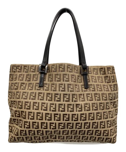 FENDI（フェンディ）FENDI (フェンディ) ズッカ柄キャンパスハンドバッグ ベージュの古着・服飾アイテム