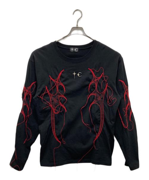 THUG CLUB（サグ クラブ）THUG CLUB (サグ クラブ) フリンジトライバル パターン ロングスリーブ Tシャツ ブラック サイズ:3の古着・服飾アイテム