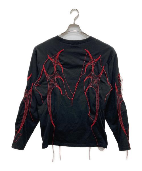 THUG CLUB（サグ クラブ）THUG CLUB (サグ クラブ) フリンジトライバル パターン ロングスリーブ Tシャツ ブラック サイズ:3の古着・服飾アイテム