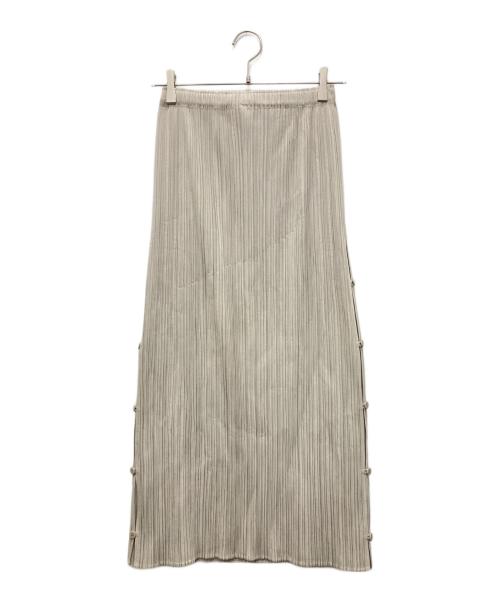PLEATS PLEASE（プリーツプリーズ）PLEATS PLEASE (プリーツプリーズ) ボタンスリットロングスカート ベージュ サイズ:3の古着・服飾アイテム