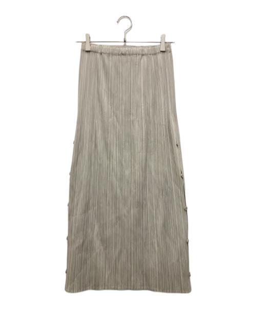 PLEATS PLEASE（プリーツプリーズ）PLEATS PLEASE (プリーツプリーズ) ボタンスリットロングスカート ベージュ サイズ:3の古着・服飾アイテム