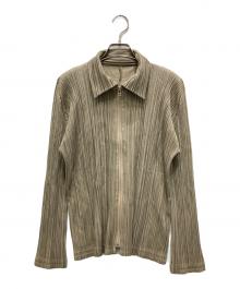 PLEATS PLEASE（プリーツプリーズ）の古着「プリーツジップシャツ」｜ベージュ