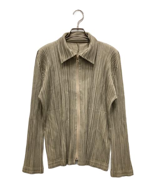 PLEATS PLEASE（プリーツプリーズ）PLEATS PLEASE (プリーツプリーズ) プリーツジップシャツ ベージュ サイズ:4の古着・服飾アイテム