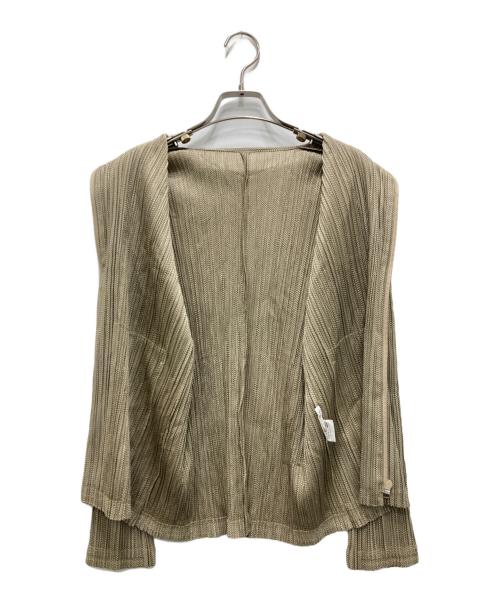 PLEATS PLEASE（プリーツプリーズ）PLEATS PLEASE (プリーツプリーズ) プリーツジップシャツ ベージュ サイズ:4の古着・服飾アイテム