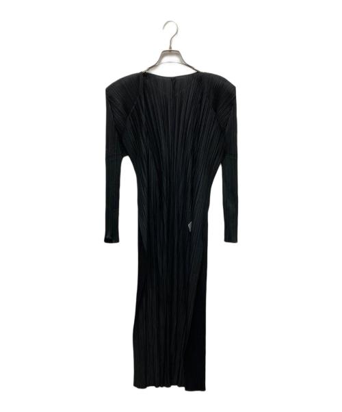 PLEATS PLEASE（プリーツプリーズ）PLEATS PLEASE (プリーツプリーズ) プリーツロングカーディガン ブラック サイズ:3の古着・服飾アイテム