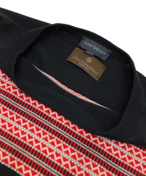 JOHN SMEDLEY（ジョンスメドレー）JOHN SMEDLEY (ジョンスメドレー) MEN'S BIGI (メンズビギ) ニット レッド×ブラック サイズ:Mの古着・服飾アイテム