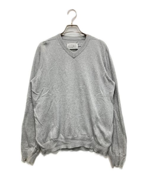 Maison Margiela 14（メゾンマルジェラ 14）Maison Margiela 14 (メゾンマルジェラ 14) エルボーパッチVネックニット グレー サイズ:Mの古着・服飾アイテム