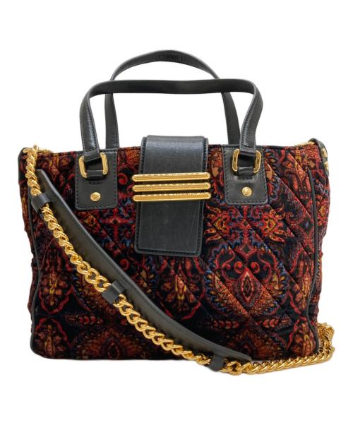 ETRO（エトロ）ETRO (エトロ) 総柄チェーン2WAYバッグ レッドの古着・服飾アイテム