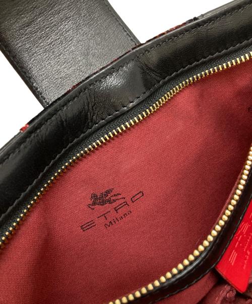 ETRO（エトロ）ETRO (エトロ) 総柄チェーン2WAYバッグ レッドの古着・服飾アイテム