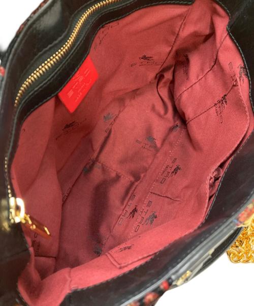 ETRO（エトロ）ETRO (エトロ) 総柄チェーン2WAYバッグ レッドの古着・服飾アイテム