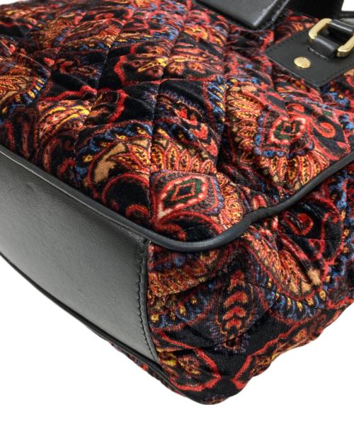 ETRO（エトロ）ETRO (エトロ) 総柄チェーン2WAYバッグ レッドの古着・服飾アイテム
