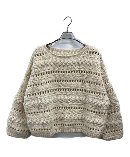 nest Robe（ネストローブ）nest Robe (ネストローブ) ペルーウールハンドニットクロシェセーター アイボリー サイズ:FREEの古着・服飾アイテム