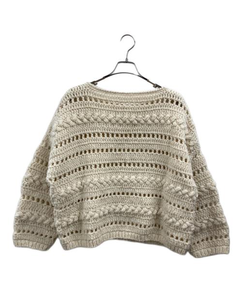 nest Robe（ネストローブ）nest Robe (ネストローブ) ペルーウールハンドニットクロシェセーター アイボリー サイズ:FREEの古着・服飾アイテム