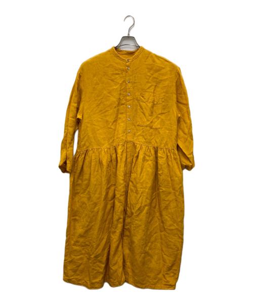 nest Robe（ネストローブ）nest Robe (ネストローブ) リネン近江晒 前開きシャツワンピース イエロー サイズ:FREEの古着・服飾アイテム