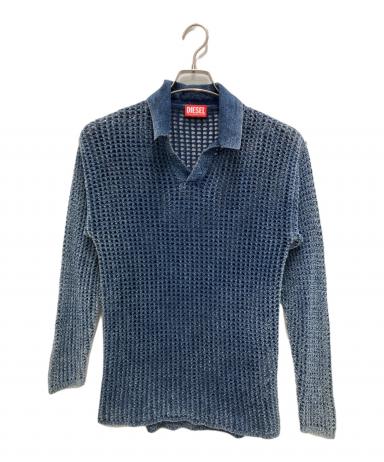 中古・古着通販】DIESEL (ディーゼル) ニットポロシャツ ブルー サイズ