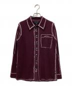 MARC JACOBSマークジェイコブズ）の古着「トロンプルイユ ニット ボタン ダウンニットシャツ」｜ボルドー