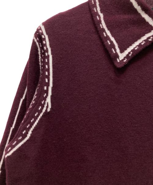 MARC JACOBS（マークジェイコブズ）MARC JACOBS (マークジェイコブズ) トロンプルイユ ニット ボタン ダウンニットシャツ ボルドー サイズ:XSの古着・服飾アイテム