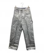 MARC JACOBSマークジェイコブズ）の古着「モノクロマチック モノグラム デニム オーバーサイズ ジーンズ」｜シルバー