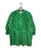 pheetaフィータ）の古着「アップリケバンドカラーシャツ」｜グリーン