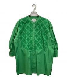 pheeta（フィータ）の古着「アップリケバンドカラーシャツ」｜グリーン