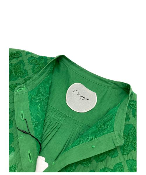 pheeta（フィータ）pheeta (フィータ) アップリケバンドカラーシャツ グリーン サイズ:FREEの古着・服飾アイテム