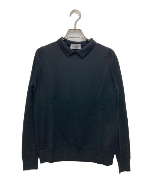 JOHN SMEDLEY（ジョンスメドレー）JOHN SMEDLEY (ジョンスメドレー) ウールニットポロシャツ ブラック サイズ:Mの古着・服飾アイテム