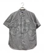 COMME des GARCONS HOMMEコムデギャルソン オム）の古着「チェックパッチワークパターンシャツ」｜グレー