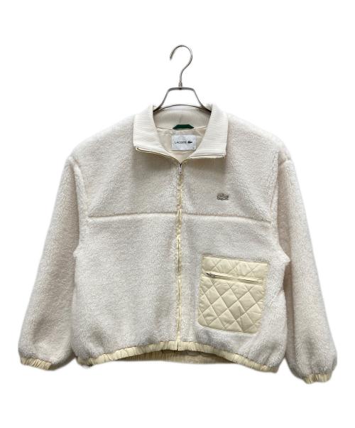 LACOSTE（ラコステ）LACOSTE (ラコステ) リブニットスタンドカラーボアジャケット ホワイト サイズ:38の古着・服飾アイテム