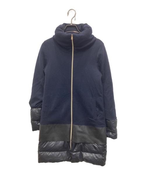 HERNO（ヘルノ）HERNO (ヘルノ) ニット切替レイヤードロングダウンジャケット ネイビー サイズ:42の古着・服飾アイテム