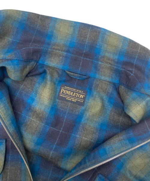 PENDLETON（ペンドルトン）PENDLETON (ペンドルトン) CONVERSE TOKYO (コンバーストウキョウ) SIDE LINE CHECKED JACKET ブルー サイズ:2の古着・服飾アイテム