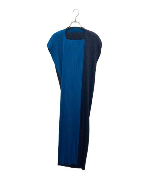 PLEATS PLEASE（プリーツプリーズ）PLEATS PLEASE (プリーツプリーズ) MODULE Dress ブルー×ネイビー サイズ:3の古着・服飾アイテム