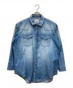 MYTHINKSマイシンクス）の古着「レーヨンシルクダメージウエスタンデニムシャツ」｜インディゴ