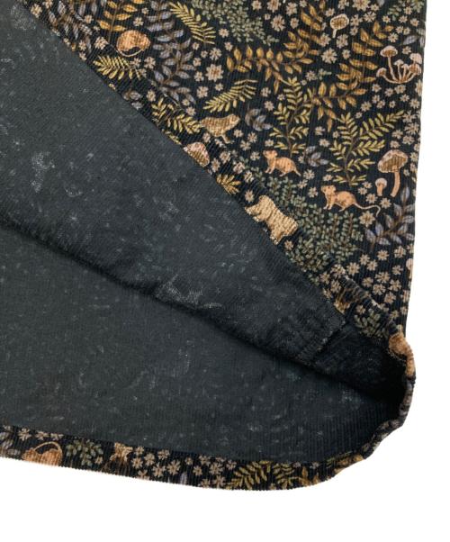 Shower Party（シャワーパーティー）Shower Party (シャワーパーティー) アニマルフラワーコーデュロイワンピース ブラウン×ブラック サイズ:不明（実寸参照）の古着・服飾アイテム