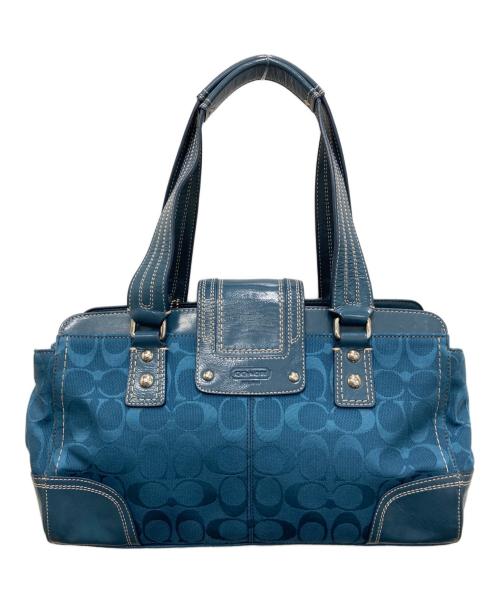 COACH（コーチ）COACH (コーチ) シグネチャーワンショルダーバッグ ブルーの古着・服飾アイテム