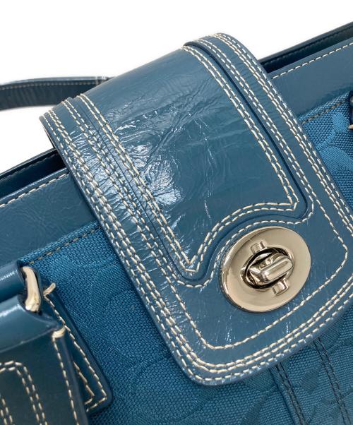 COACH（コーチ）COACH (コーチ) シグネチャーワンショルダーバッグ ブルーの古着・服飾アイテム