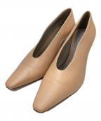 BOTTEGA VENETAボッテガベネタ）の古着「スクエアトゥチャンキーヒールパンプス」｜ベージュ