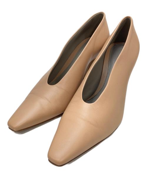 BOTTEGA VENETA（ボッテガベネタ）BOTTEGA VENETA (ボッテガベネタ) スクエアトゥチャンキーヒールパンプス ベージュ サイズ:36 1/2の古着・服飾アイテム