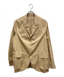 TOMORROW LAND（トゥモローランド）の古着「コットンポプリン ピークドラペルシングルブレステッド3Bジャケット」｜ベージュ