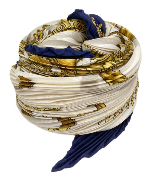 HERMES（エルメス）HERMES (エルメス) プリーツスカーフ ネイビーの古着・服飾アイテム