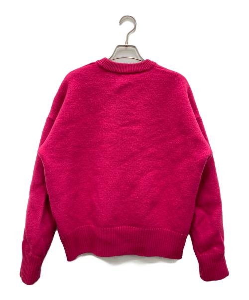 AMI Alexandre Mattiussi（アミアレクサンドルマテュッシ）AMI Alexandre Mattiussi (アミアレクサンドルマテュッシ) オーバーサイズ ハートロゴ クルーネックセーター ショッキングピンク サイズ:Lの古着・服飾アイテム