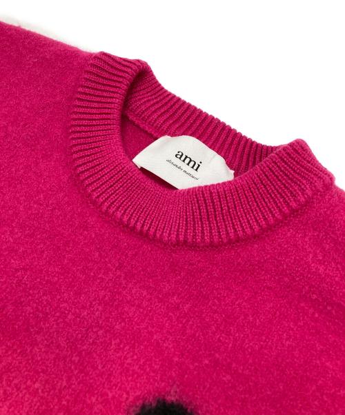 AMI Alexandre Mattiussi（アミアレクサンドルマテュッシ）AMI Alexandre Mattiussi (アミアレクサンドルマテュッシ) オーバーサイズ ハートロゴ クルーネックセーター ショッキングピンク サイズ:Lの古着・服飾アイテム