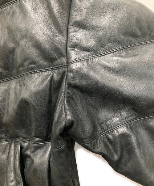 A BATHING APE（ア ベイシング エイプ）A BATHING APE (ア ベイシング エイプ) PEEL SLOWLY AND SEE (ピール スローリー アンド シー) カウレザーダウンジャケット ブラック サイズ:XXLの古着・服飾アイテム