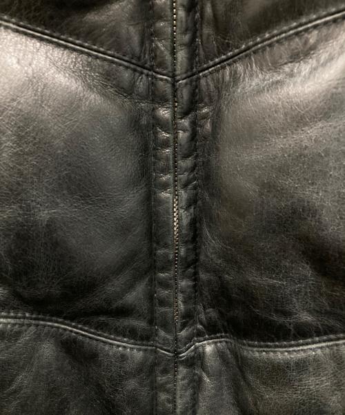 A BATHING APE（ア ベイシング エイプ）A BATHING APE (ア ベイシング エイプ) PEEL SLOWLY AND SEE (ピール スローリー アンド シー) カウレザーダウンジャケット ブラック サイズ:XXLの古着・服飾アイテム