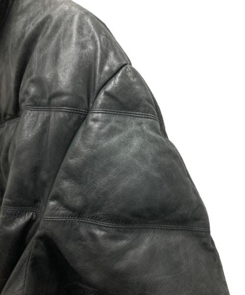 A BATHING APE（ア ベイシング エイプ）A BATHING APE (ア ベイシング エイプ) PEEL SLOWLY AND SEE (ピール スローリー アンド シー) カウレザーダウンジャケット ブラック サイズ:XXLの古着・服飾アイテム