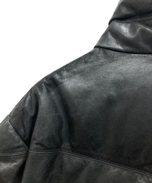 A BATHING APE（ア ベイシング エイプ）A BATHING APE (ア ベイシング エイプ) PEEL SLOWLY AND SEE (ピール スローリー アンド シー) カウレザーダウンジャケット ブラック サイズ:XXLの古着・服飾アイテム