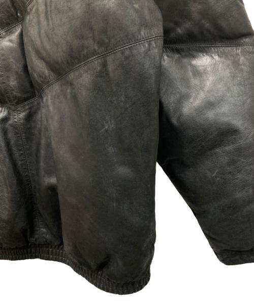 A BATHING APE（ア ベイシング エイプ）A BATHING APE (ア ベイシング エイプ) PEEL SLOWLY AND SEE (ピール スローリー アンド シー) カウレザーダウンジャケット ブラック サイズ:XXLの古着・服飾アイテム