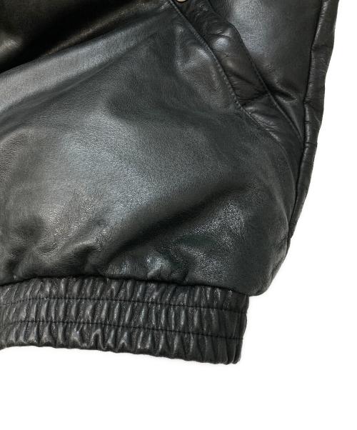 A BATHING APE（ア ベイシング エイプ）A BATHING APE (ア ベイシング エイプ) PEEL SLOWLY AND SEE (ピール スローリー アンド シー) カウレザーダウンジャケット ブラック サイズ:XXLの古着・服飾アイテム