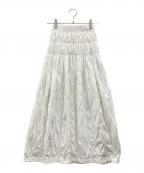 Adam et Ropeアダム エ ロペ）の古着「スモッキングジャガードタフタスカート」｜ホワイト